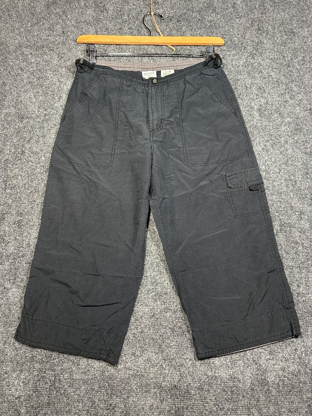 Columbia Pants Women Small Crop Cargo Faded Black Cotton Nylon Pockets Adjustabl